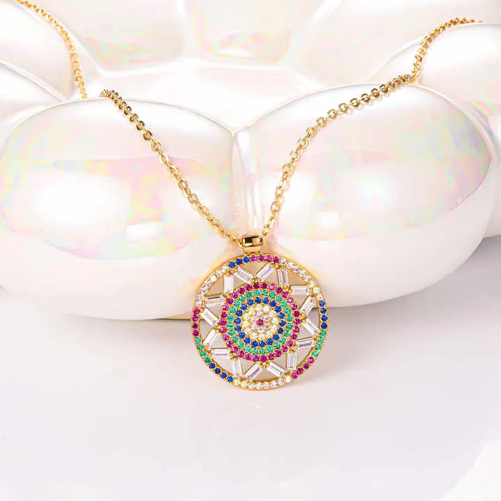 قلادة دائرية مطلية بالذهب عيار 18 قيراطًا18k gold plated circle necklace