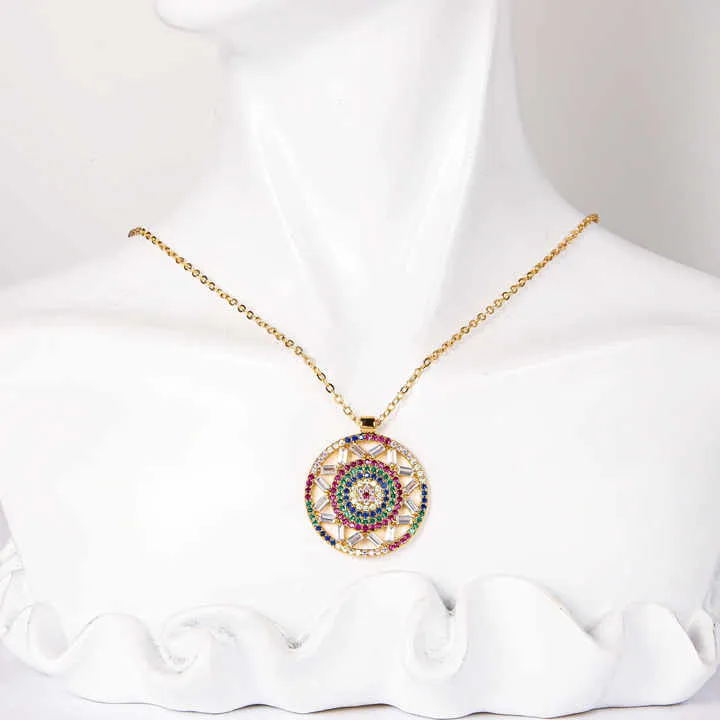 قلادة دائرية مطلية بالذهب عيار 18 قيراطًا18k gold plated circle necklace