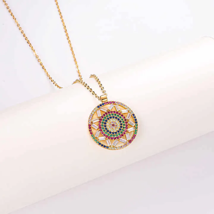 قلادة دائرية مطلية بالذهب عيار 18 قيراطًا18k gold plated circle necklace