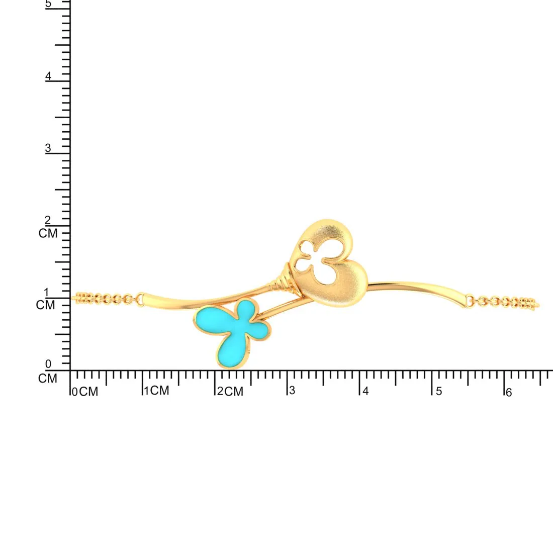 14k Gold Bracelet Adorned With A Butterfly And A Hollowed-out Butterfly Heart
