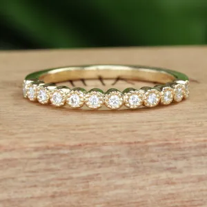 18ct Gold Milgrain Engraved Diamond Wedding Ring