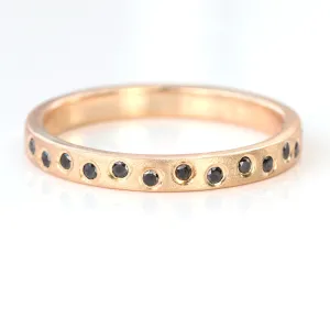 18ct Rose Gold Scattered Black Diamond Wedding Ring