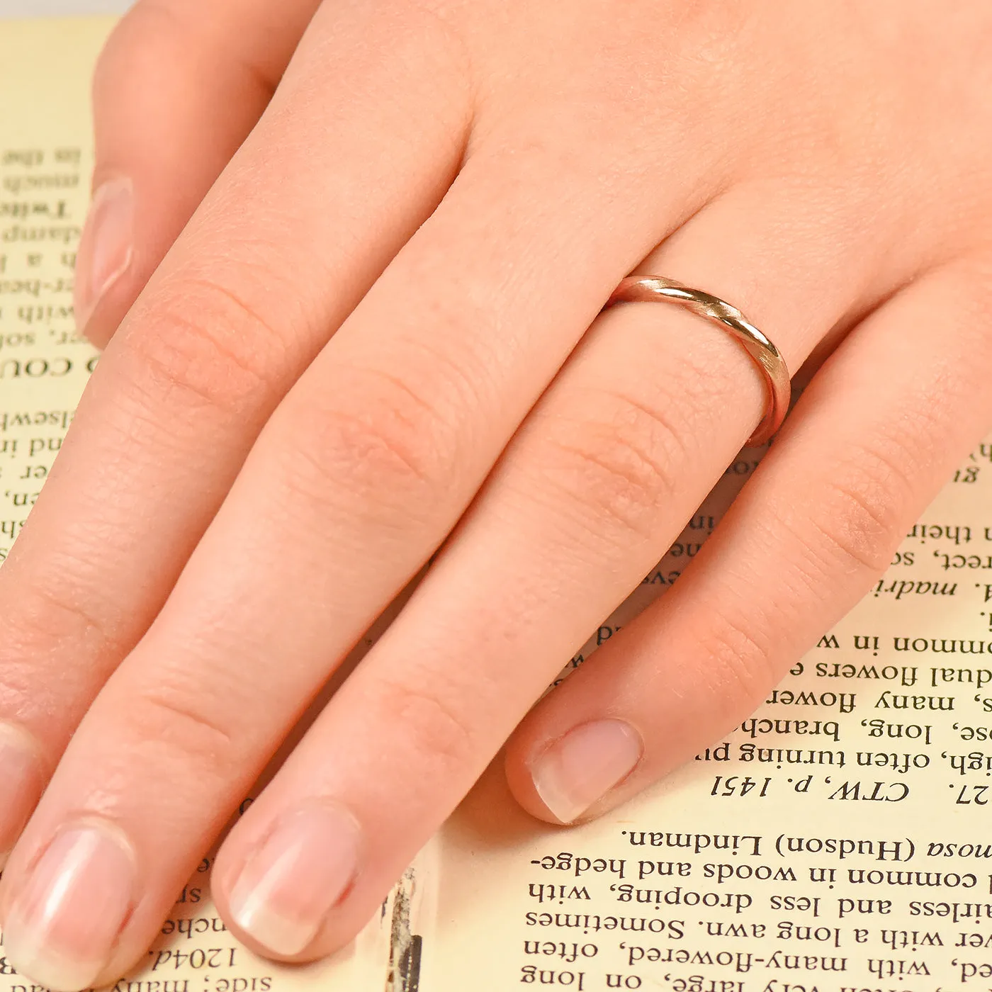 18ct Rose Gold Spun Silk Triple Twist Wedding Ring