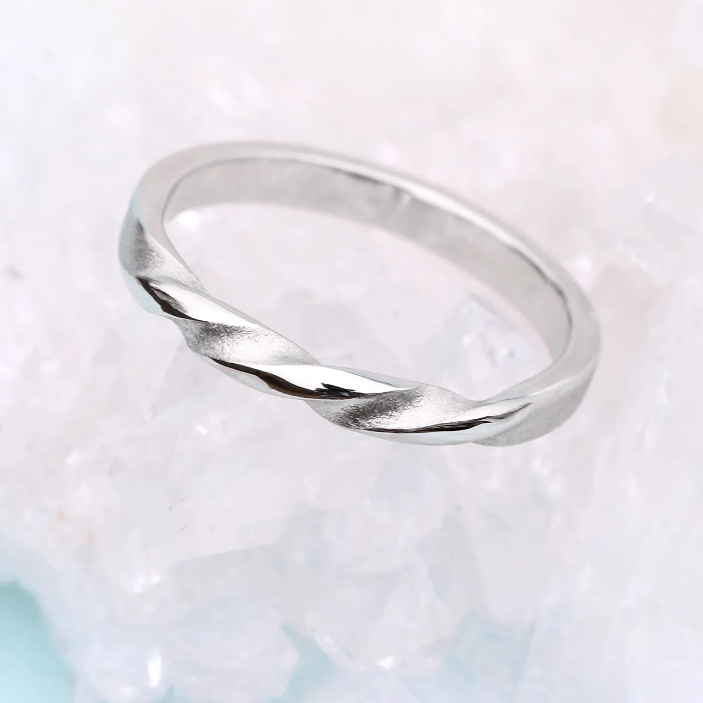 18ct White Gold Spun Silk Triple Twist Wedding Ring