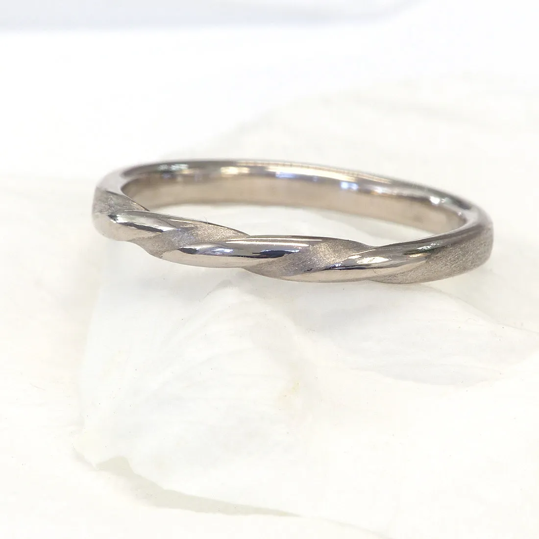 18ct White Gold Spun Silk Triple Twist Wedding Ring