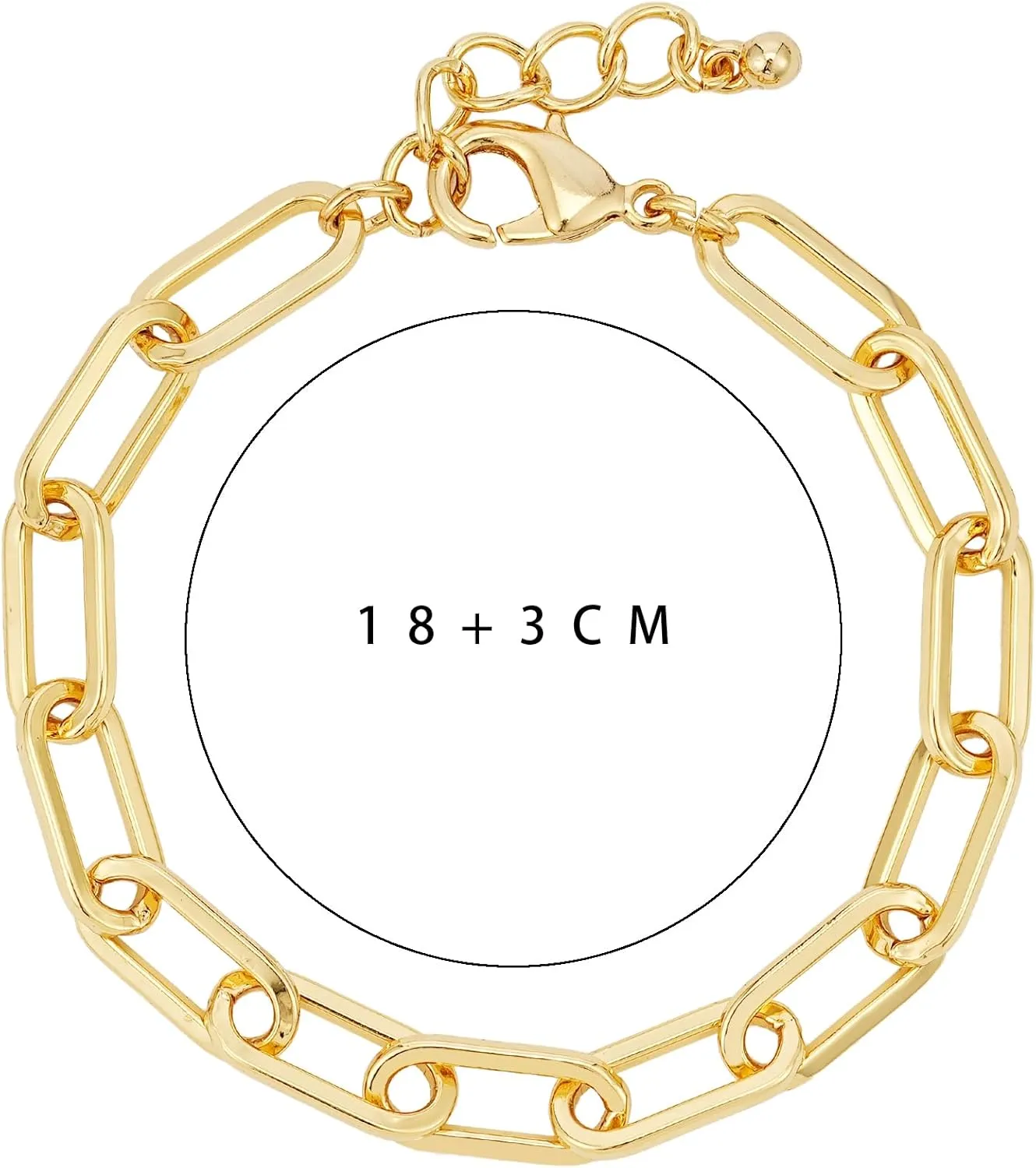 18K Gold Plated Gold Paperclip Bracelet Gold Chain Bracelet for Women Dainty Link Bracelet Gift for Her