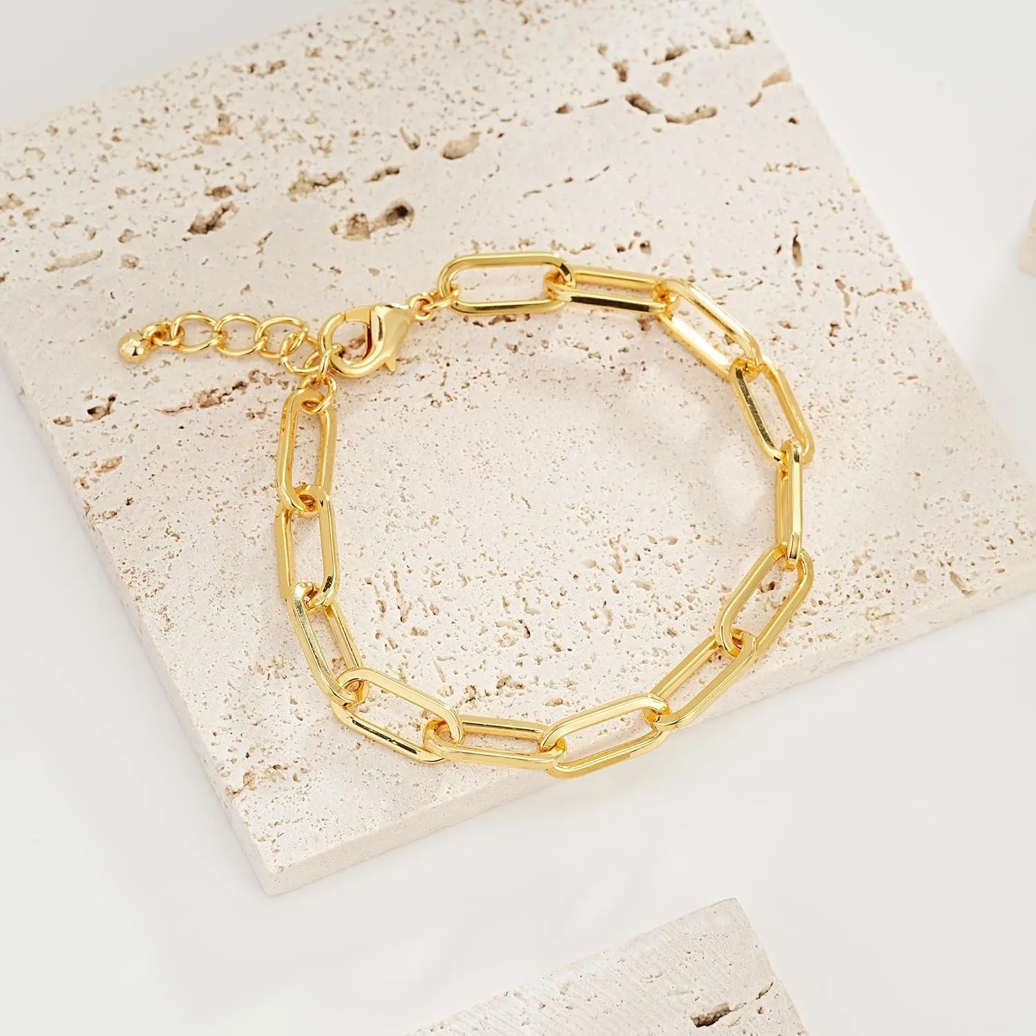 18K Gold Plated Gold Paperclip Bracelet Gold Chain Bracelet for Women Dainty Link Bracelet Gift for Her