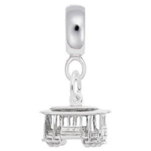 8256-Cable Car Charm Dangle Bead In Sterling Silver
