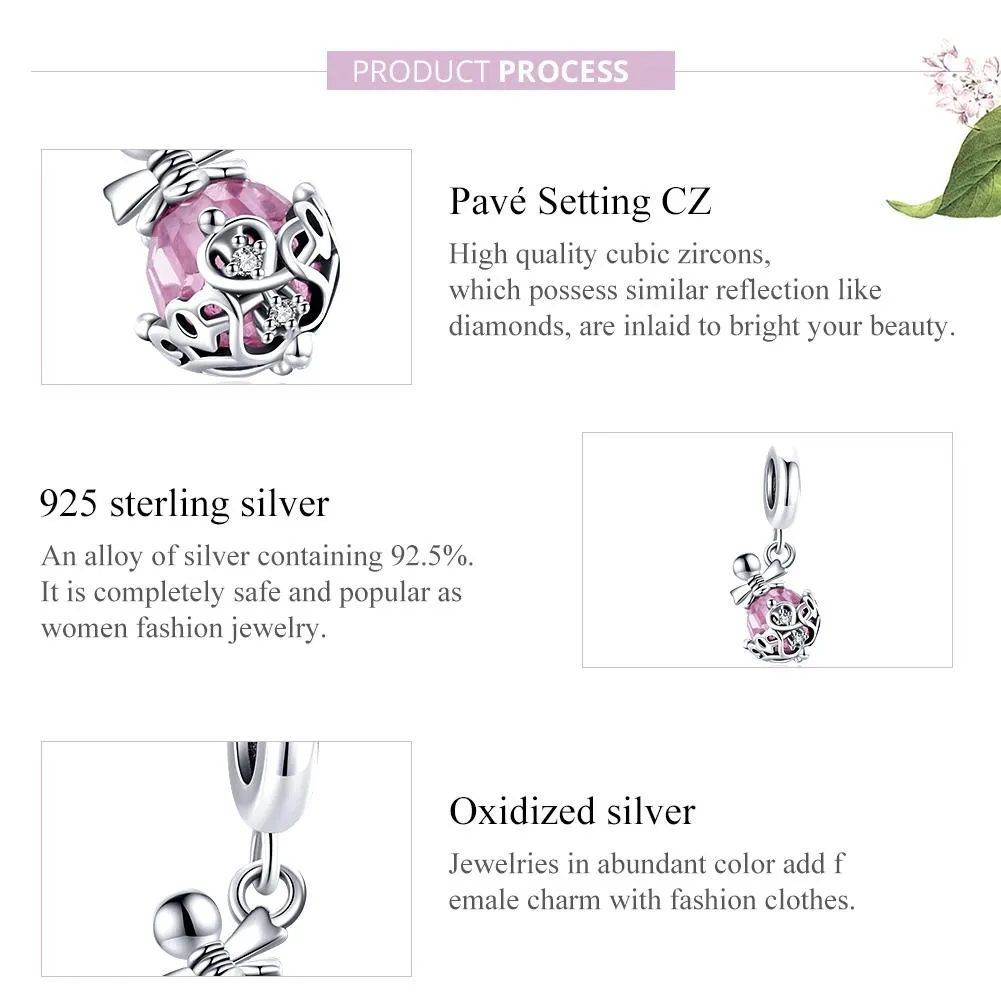 925 Sterling Silver Perfume Bottle Pendant For Diy Bracelets & Necklaces