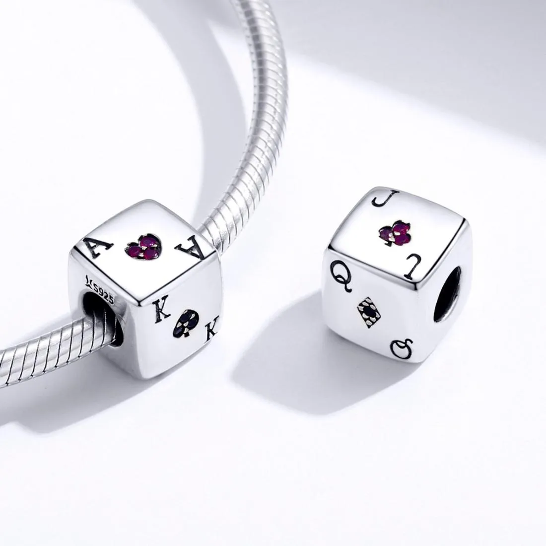 925 Sterling Silver Square Dice Beads For Diy Bracelets & Necklaces