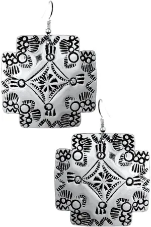 Allie WESTERN CONCHO AZTEC TEXTURED CROSS EARRING