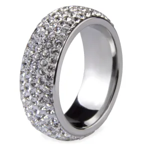 Arc Stainless Steel Crystal Full Size Black & White  Unisex Ring