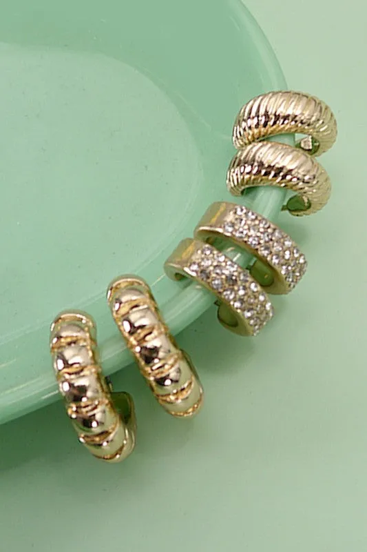 Arly Texture Hoop Earring Trio