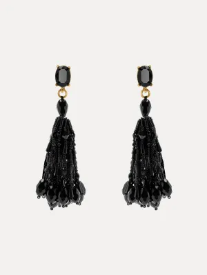 Beaded Tassel Clip-On Earrings
