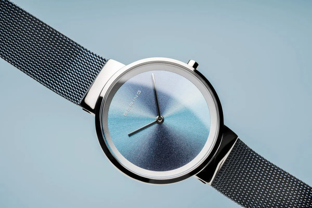 Bering Rainbow '10 Year Anniversary' Blue Mesh Ladies Watch