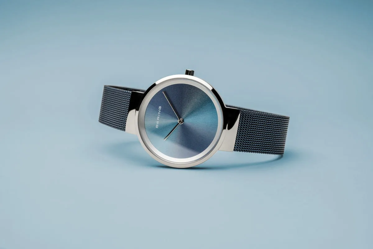 Bering Rainbow '10 Year Anniversary' Blue Mesh Ladies Watch