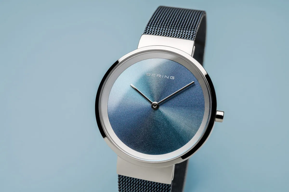 Bering Rainbow '10 Year Anniversary' Blue Mesh Ladies Watch