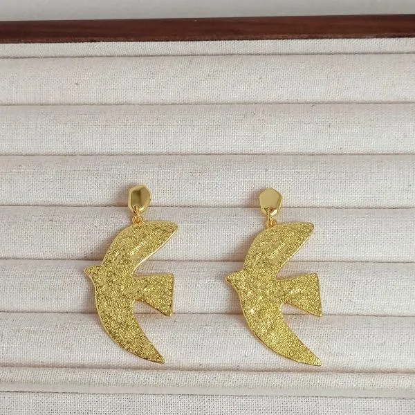 Bird Design Textured Dove Earrings