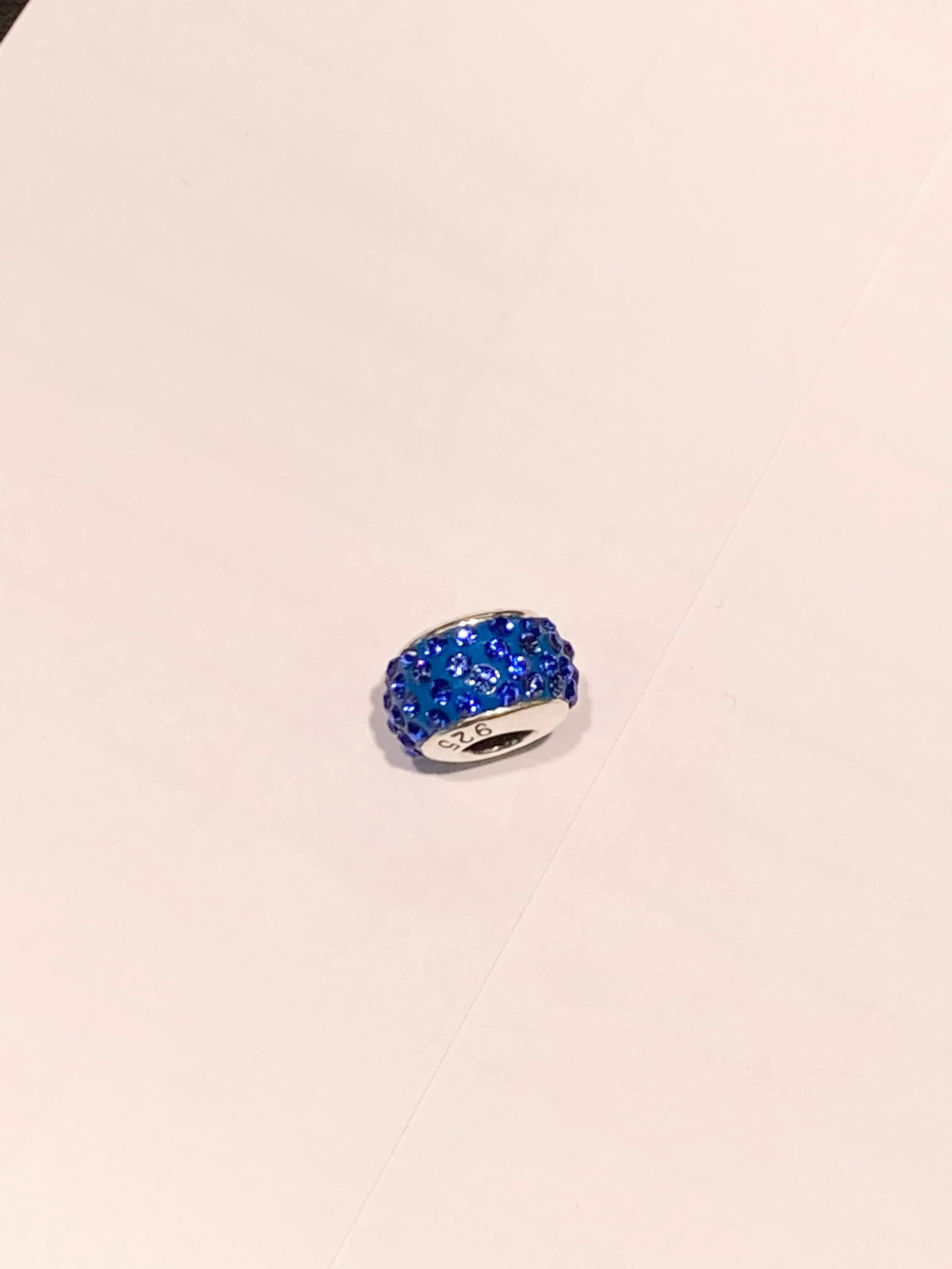 Blue Crystal Silver Bead