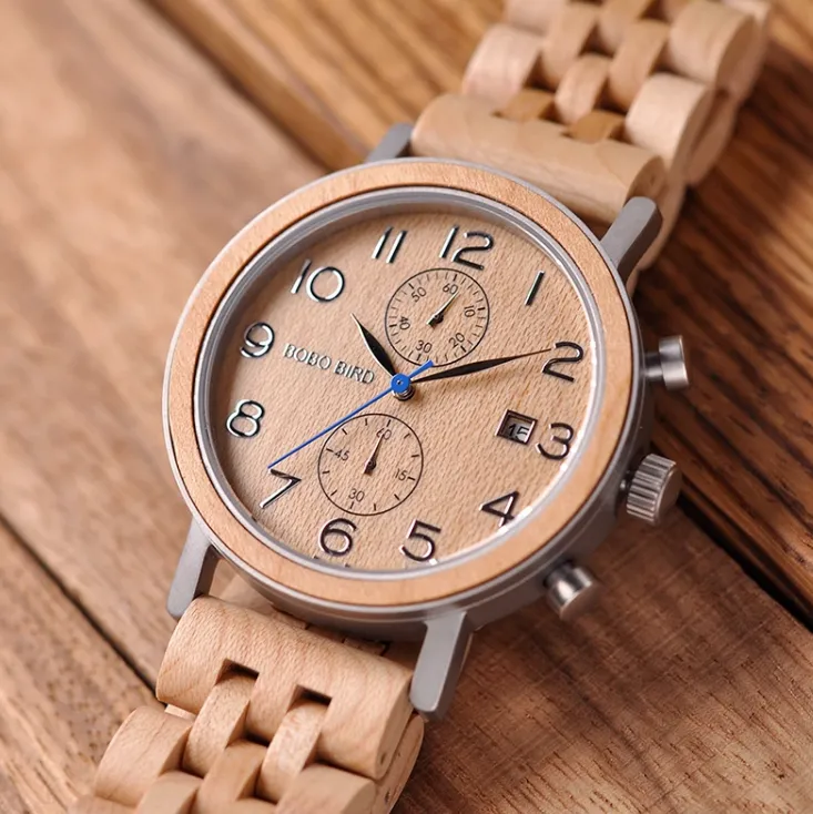 BOBO BIRD VINTAGE NATURAL WOODEN UNISEX WATCHES