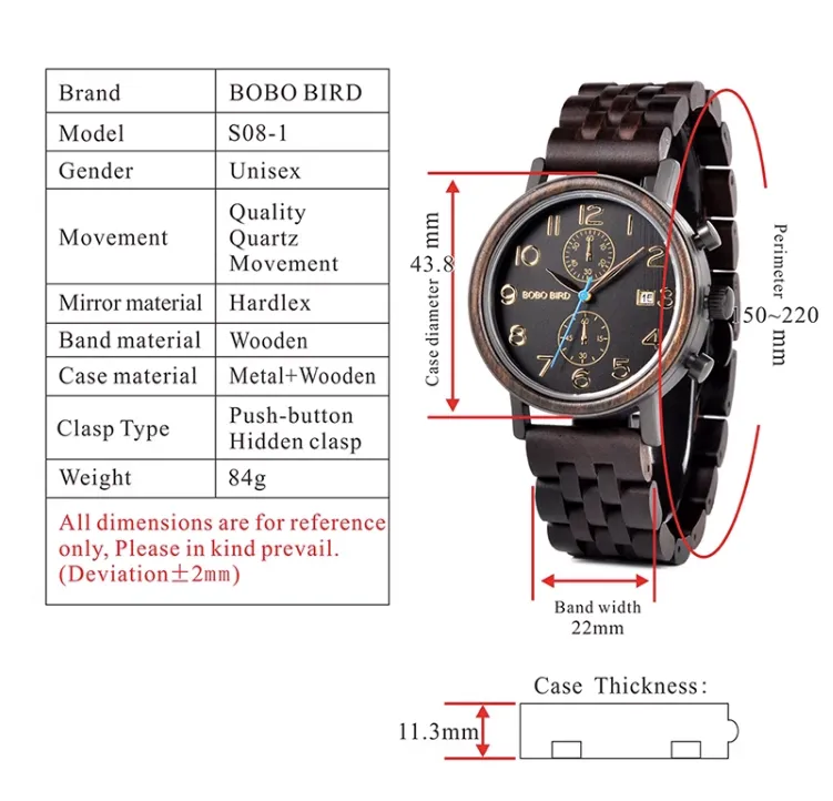 BOBO BIRD VINTAGE NATURAL WOODEN UNISEX WATCHES