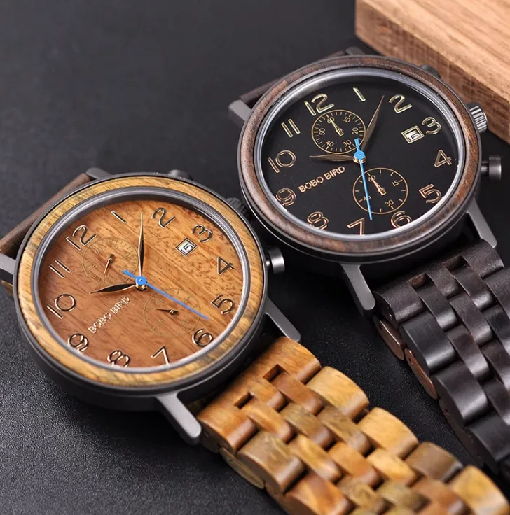 BOBO BIRD VINTAGE NATURAL WOODEN UNISEX WATCHES