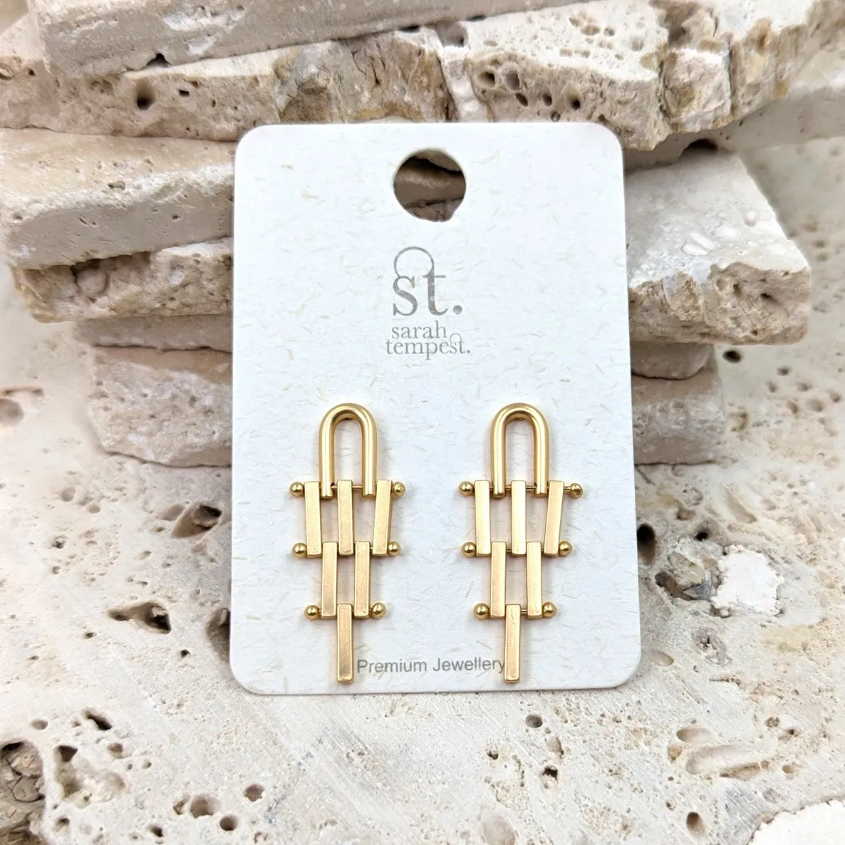 Chain and bar contemporary earrings