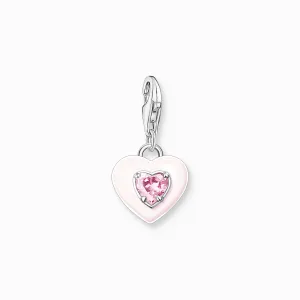 Charm Pendant Heart Pink Stones Silver | Thomas Sabo