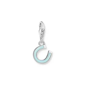 Charm pendant mint green horseshoe silver