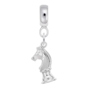 Chess Knight Charm Dangle Bead In Sterling Silver