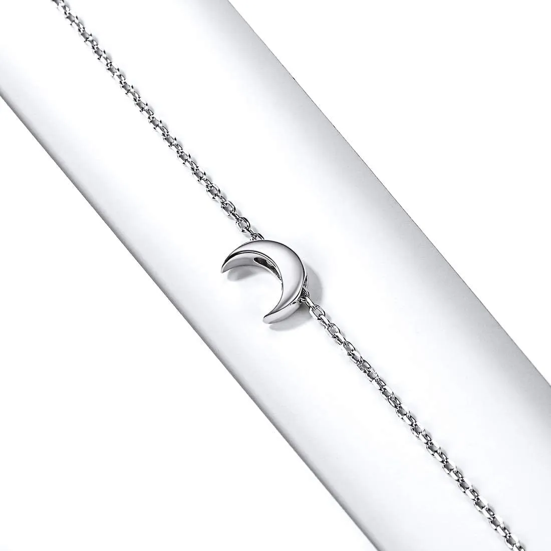 ChicSilver Personalized Tiny Heart/Star/Moon/Dot/Lotus Bracelet, Sterling Silver Dainty Link Chain Bracelet for Women Silver/Gold/Rose Gold(with Gift Box)