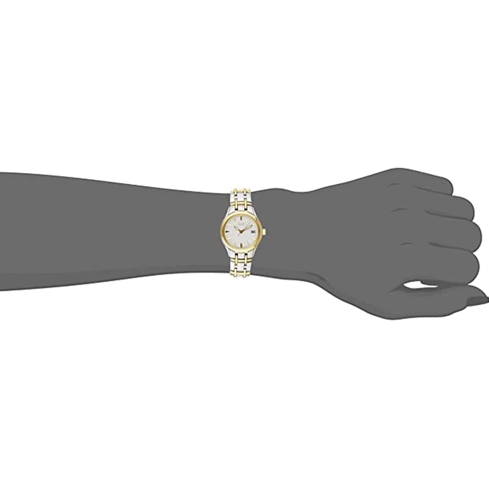 Citizen Womens Eco-Drive White Dial Silver Band Gold Stainless-Steel Sport Watch - EW1264-50A