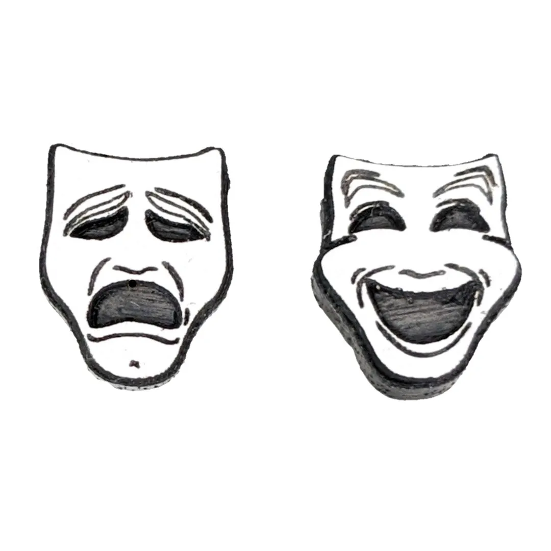 Comedy and Tragedy Studs Hypoallergenic Earrings for Sensitive Ears Made with Plastic Posts