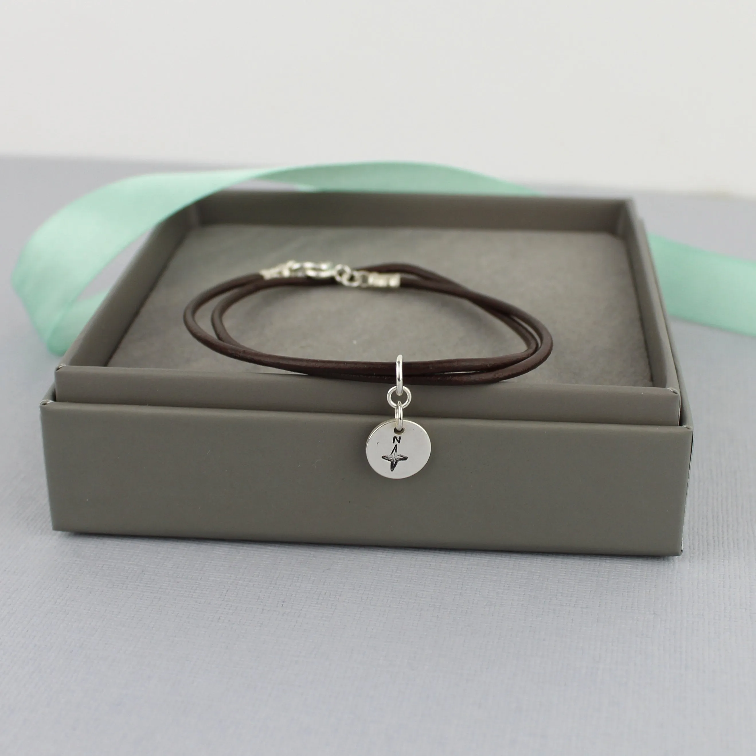 Compass Leather Bracelet