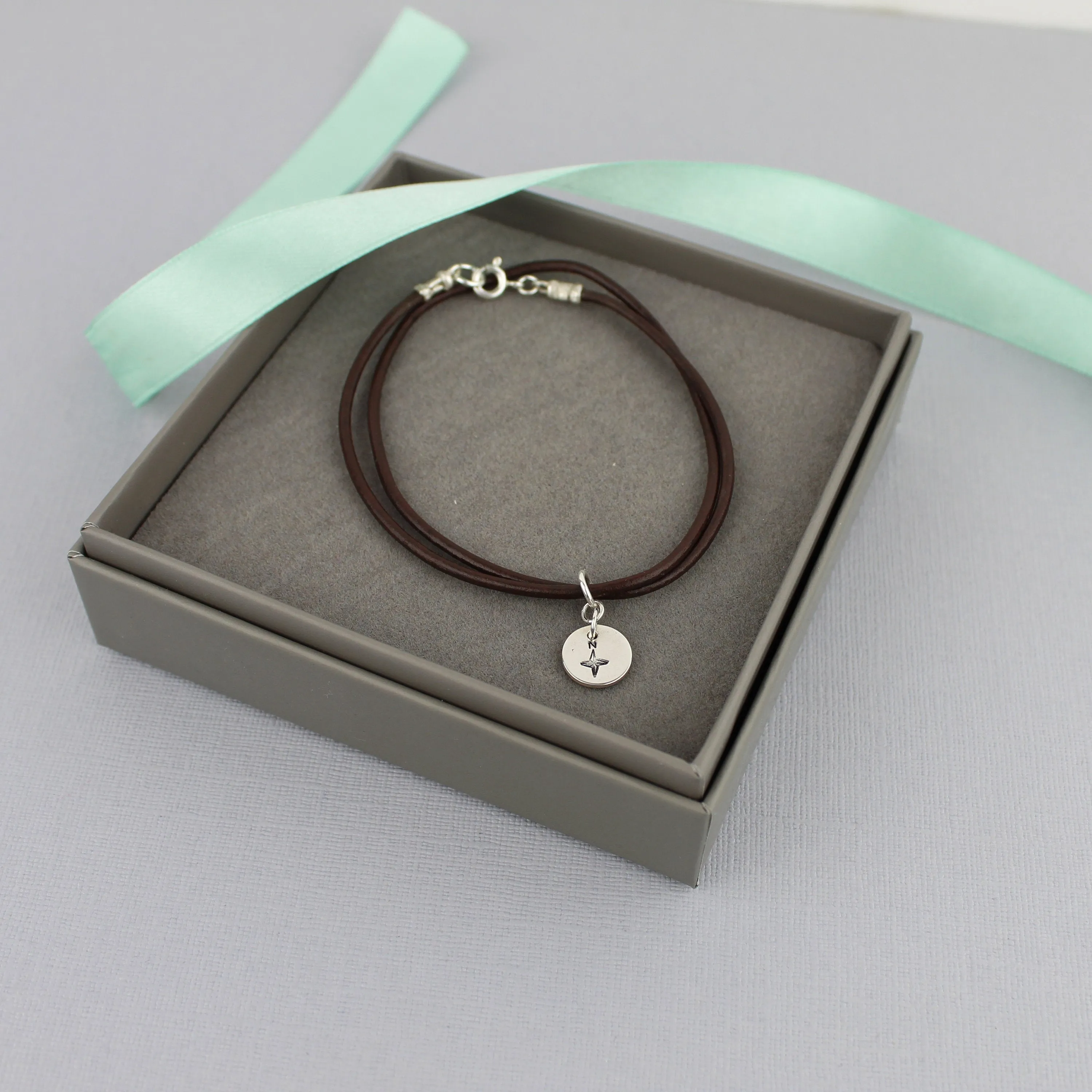 Compass Leather Bracelet