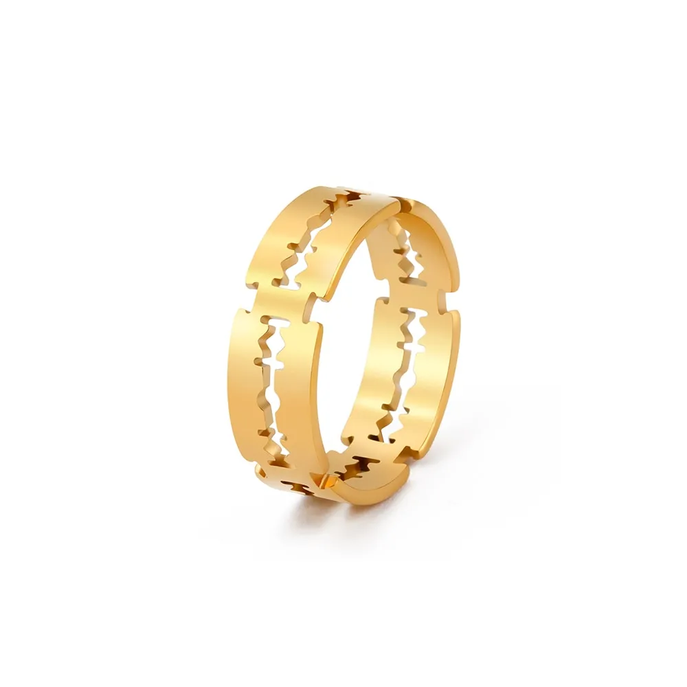 COOLTIME Stainless Steel Blade Men&#39;s Ring Rock Punk Razor Rings for Women Couple Ring Party Fashion Jewelry Gifts Wholesale