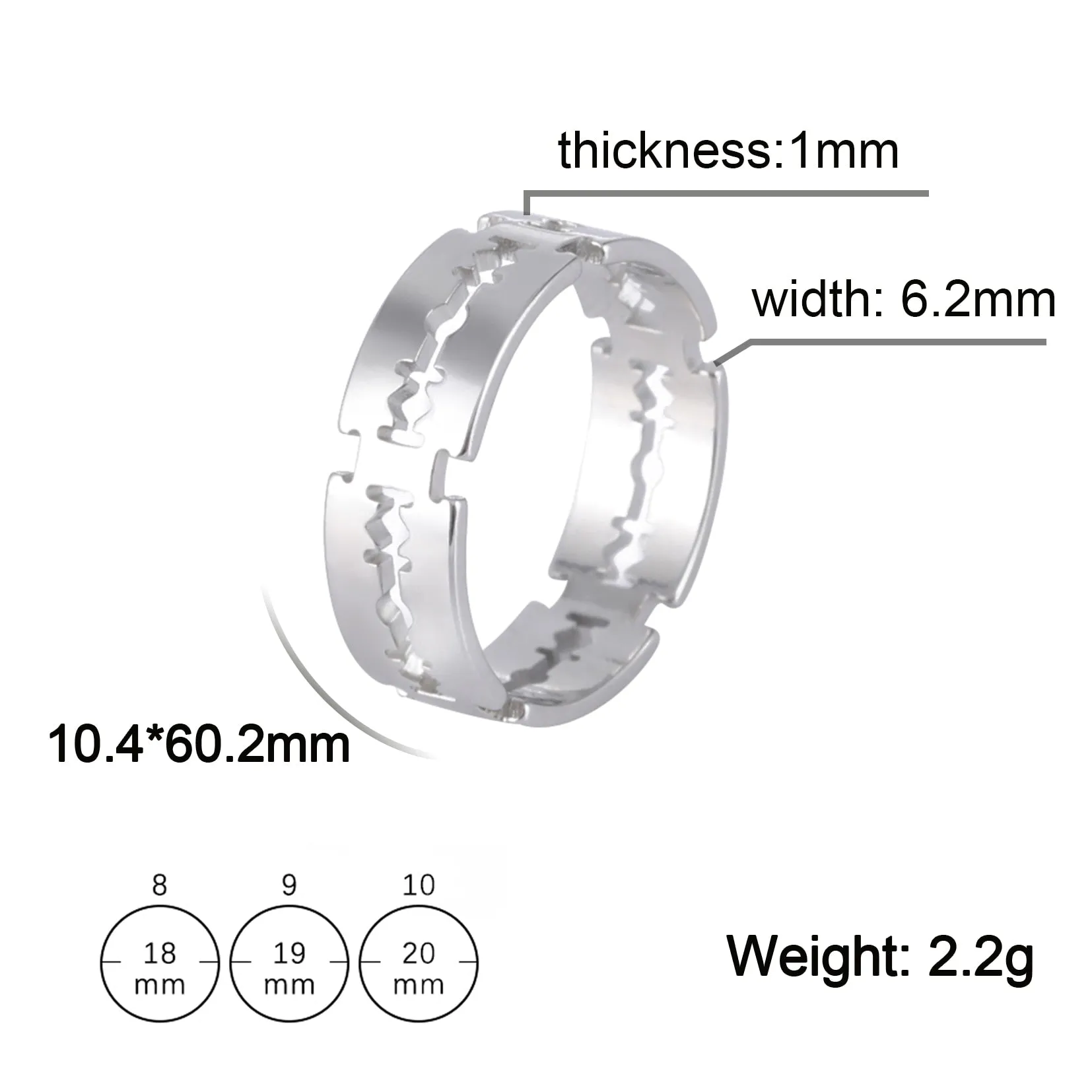 COOLTIME Stainless Steel Blade Men&#39;s Ring Rock Punk Razor Rings for Women Couple Ring Party Fashion Jewelry Gifts Wholesale