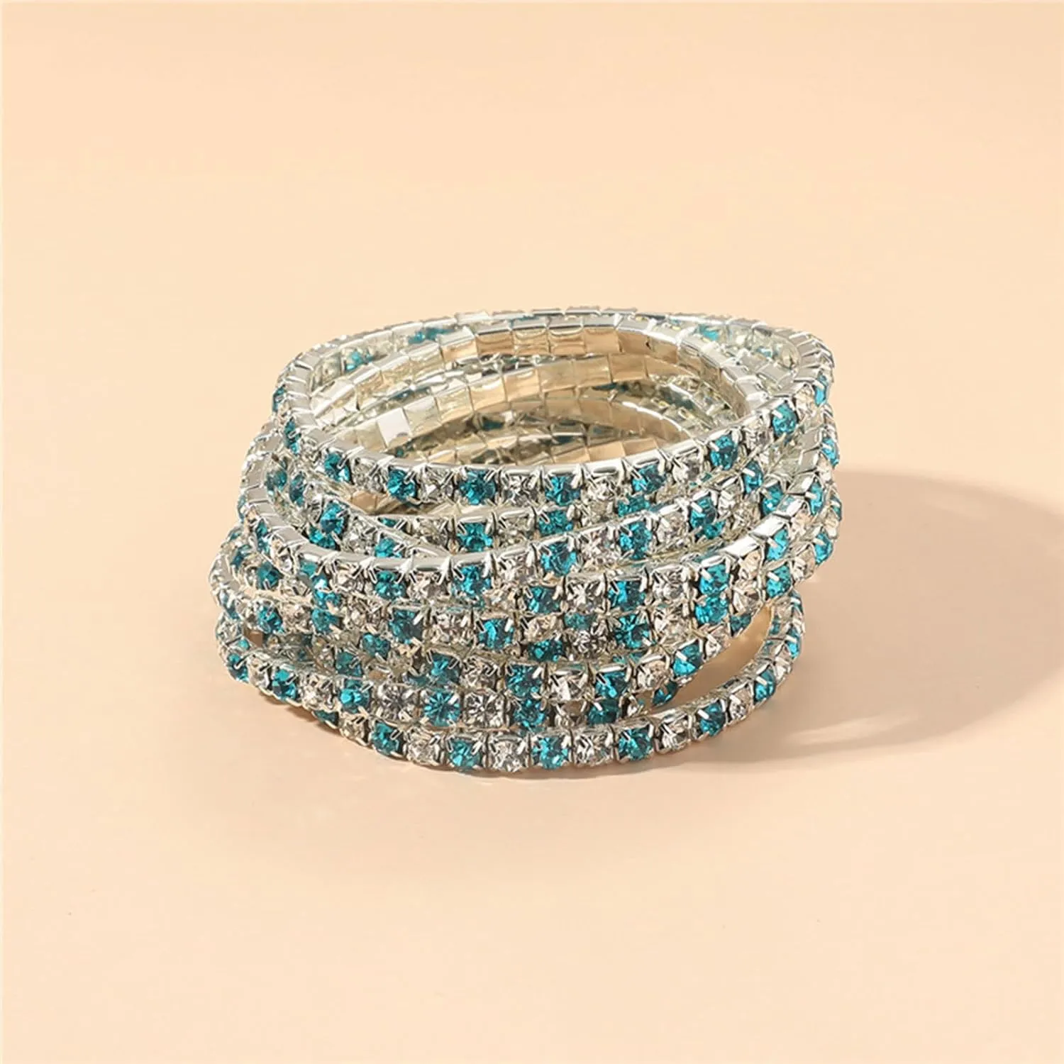 Dainty Layered Rhinestone Stretch Tennis Bracelet Set for Women