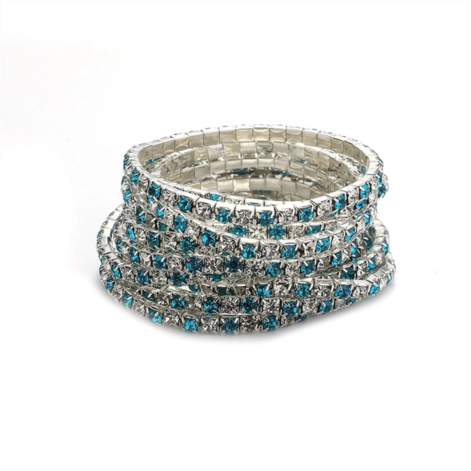 Dainty Layered Rhinestone Stretch Tennis Bracelet Set for Women