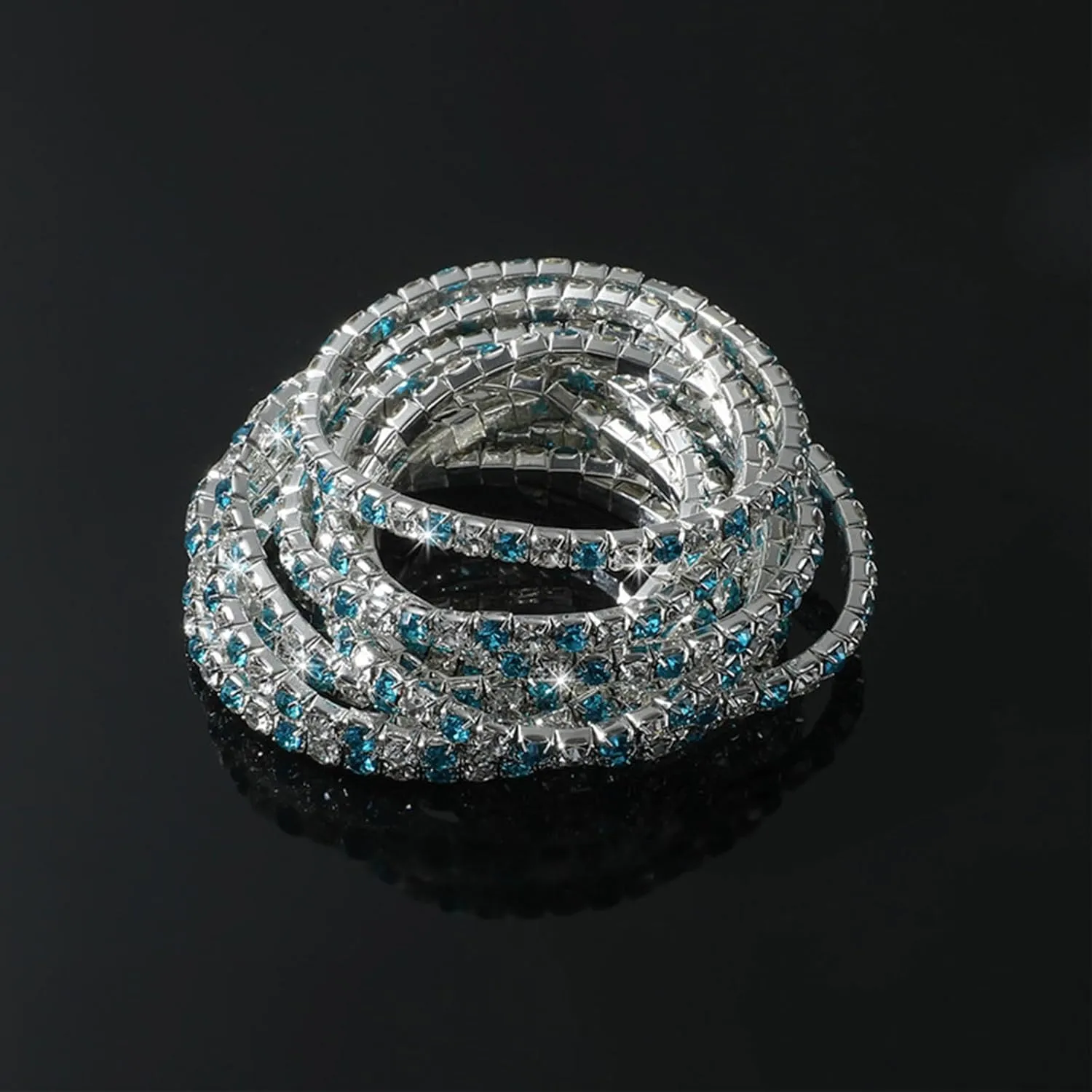 Dainty Layered Rhinestone Stretch Tennis Bracelet Set for Women
