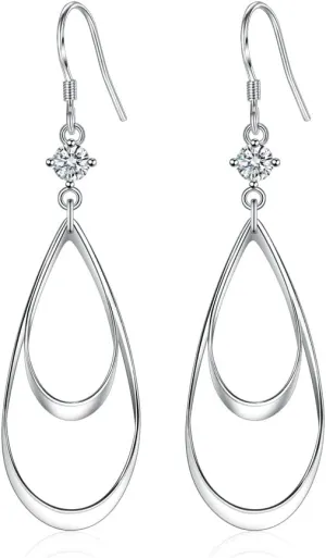 Dangle Earrings for Women Hollow water drop Double Linear Drop Statement Earrings Birthday Gifts for Women