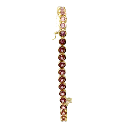 Delicate Pink Crystal Bezel Gold Tennis Bracelet