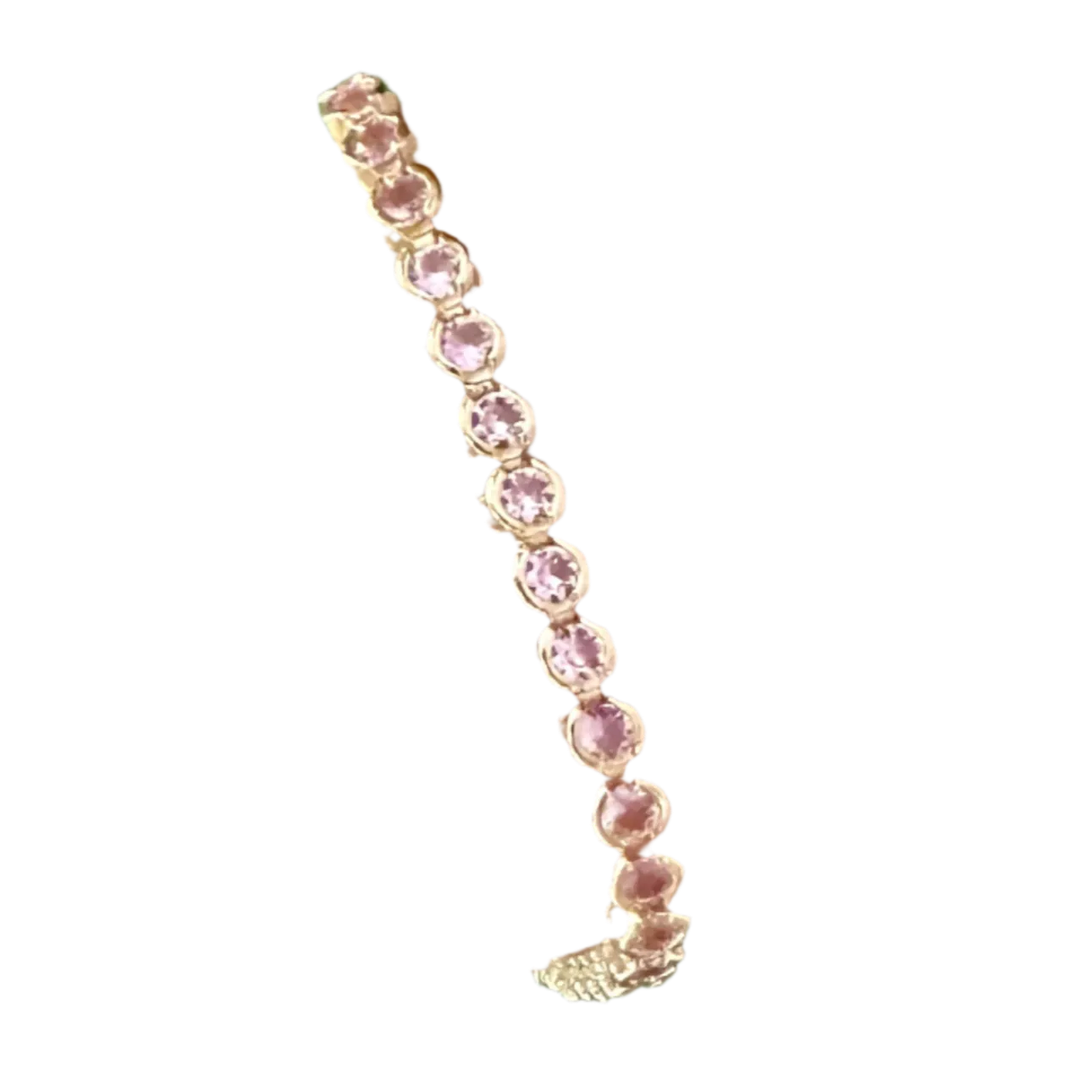 Delicate Pink Crystal Bezel Gold Tennis Bracelet