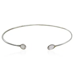 Delicate Sterling Silver and Rose Quartz Cuff Bracelet