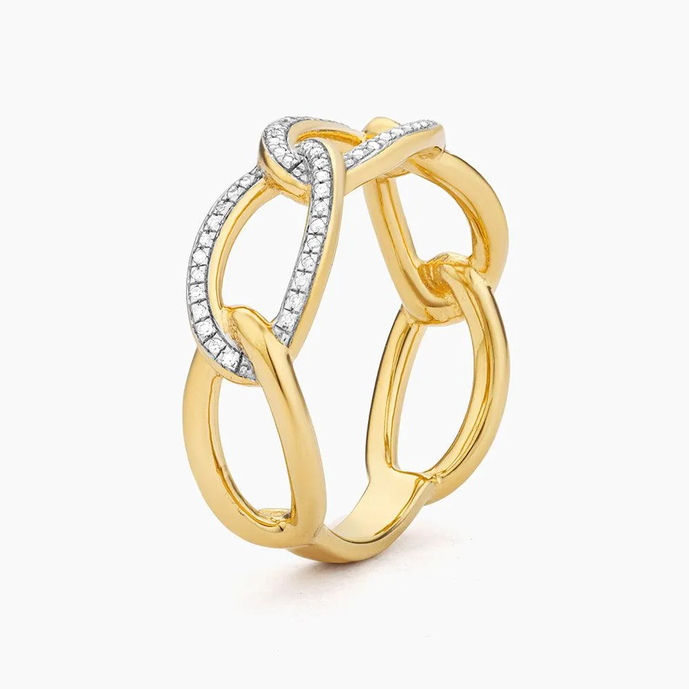 Ella Stein Triple Link Statement Ring in Gold - Size 5