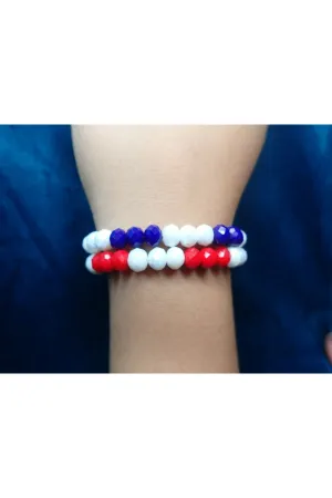 Emma Red, White & Blue Single Strand Bracelets