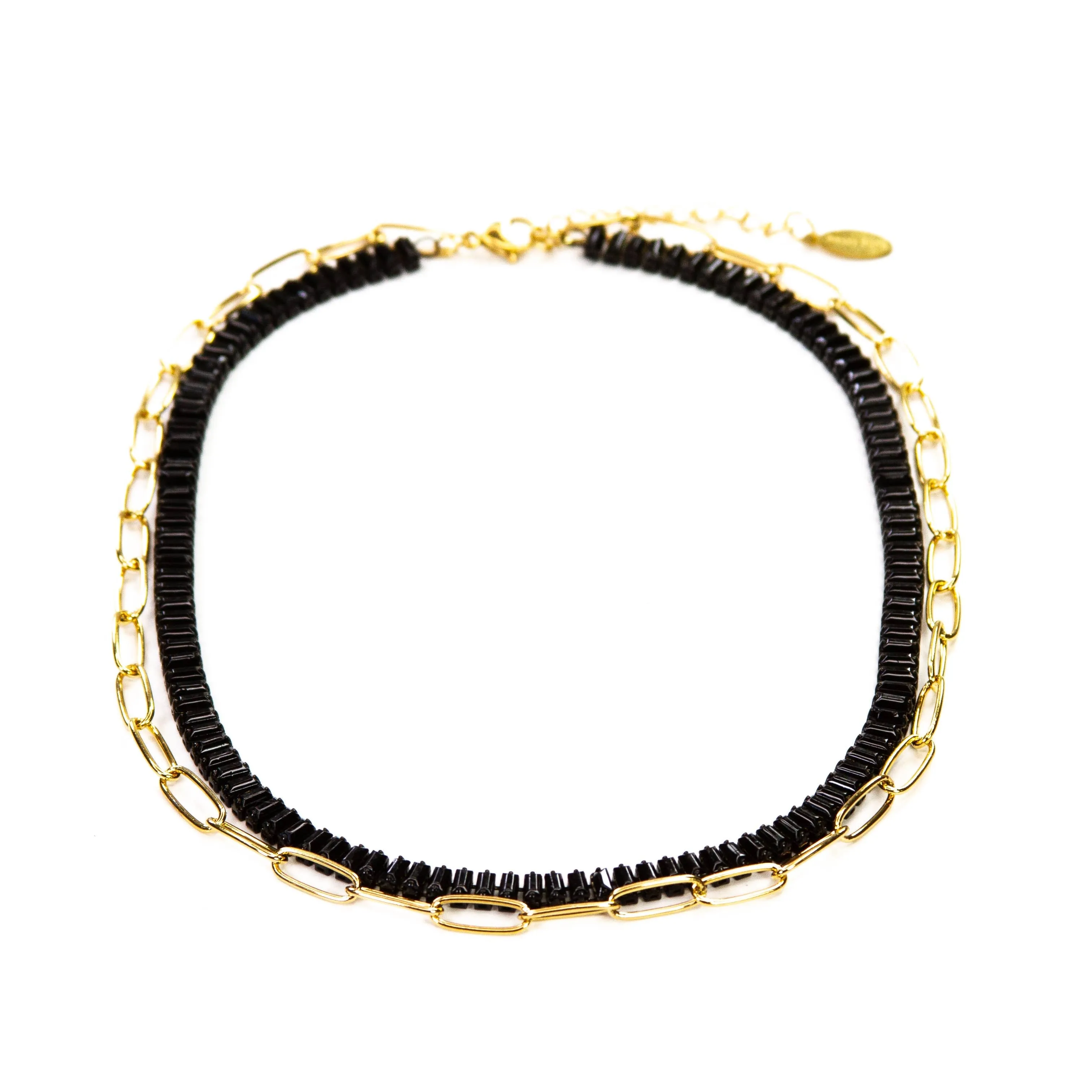 Enamel 16  Colors Baguette & Paperclip Chain Link  Necklace