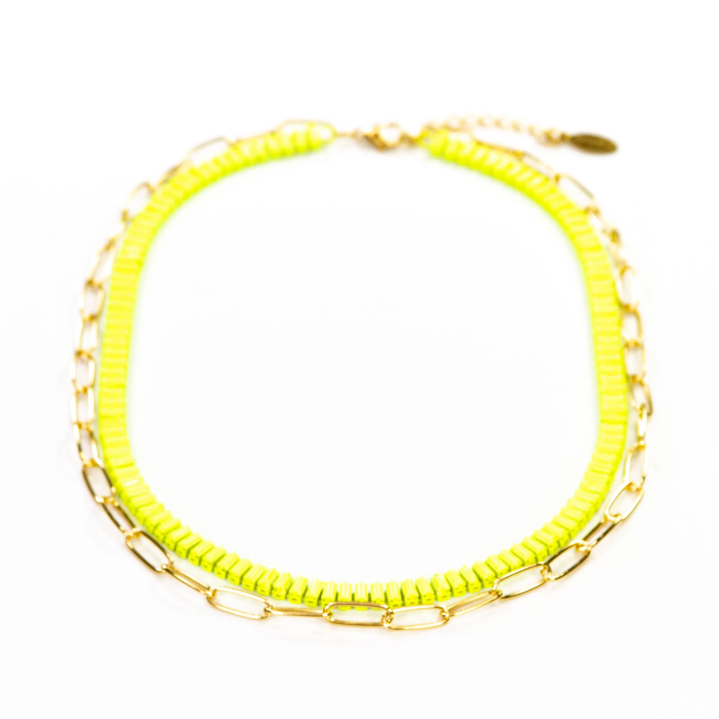 Enamel 16  Colors Baguette & Paperclip Chain Link  Necklace