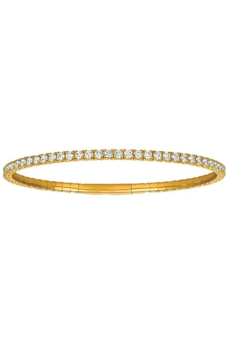 FC Creations Bracelet 14K Gold Flexible Diamonds All Around Bangle TW 3.0 Carat | Yellow Gold