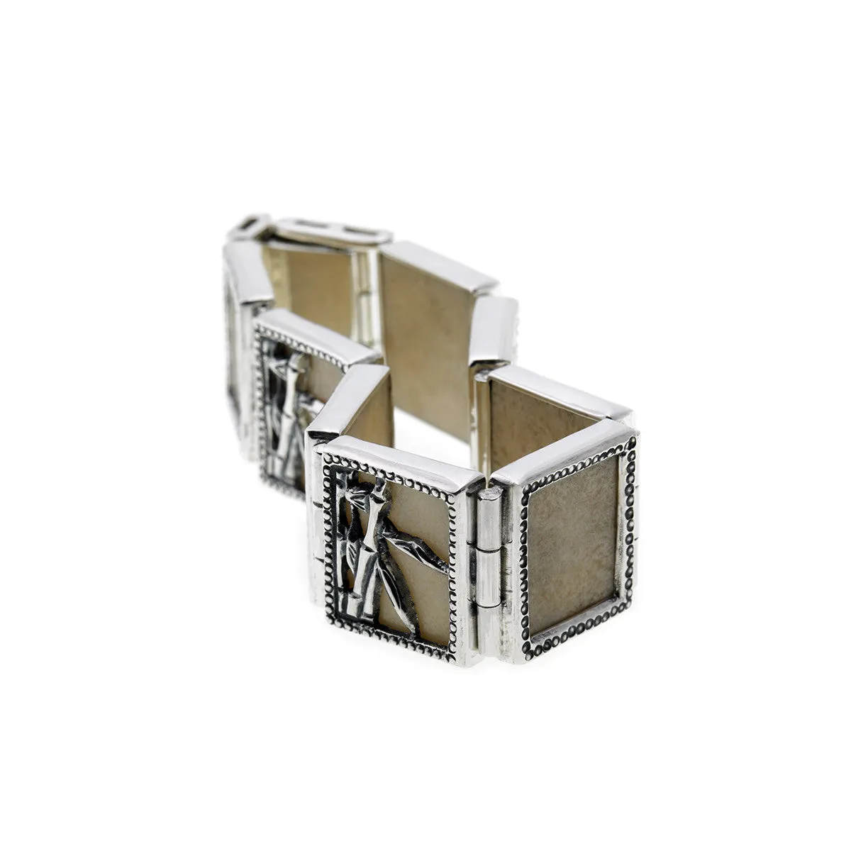 Fossil Bamboo Sterling Silver Statement Bracelet